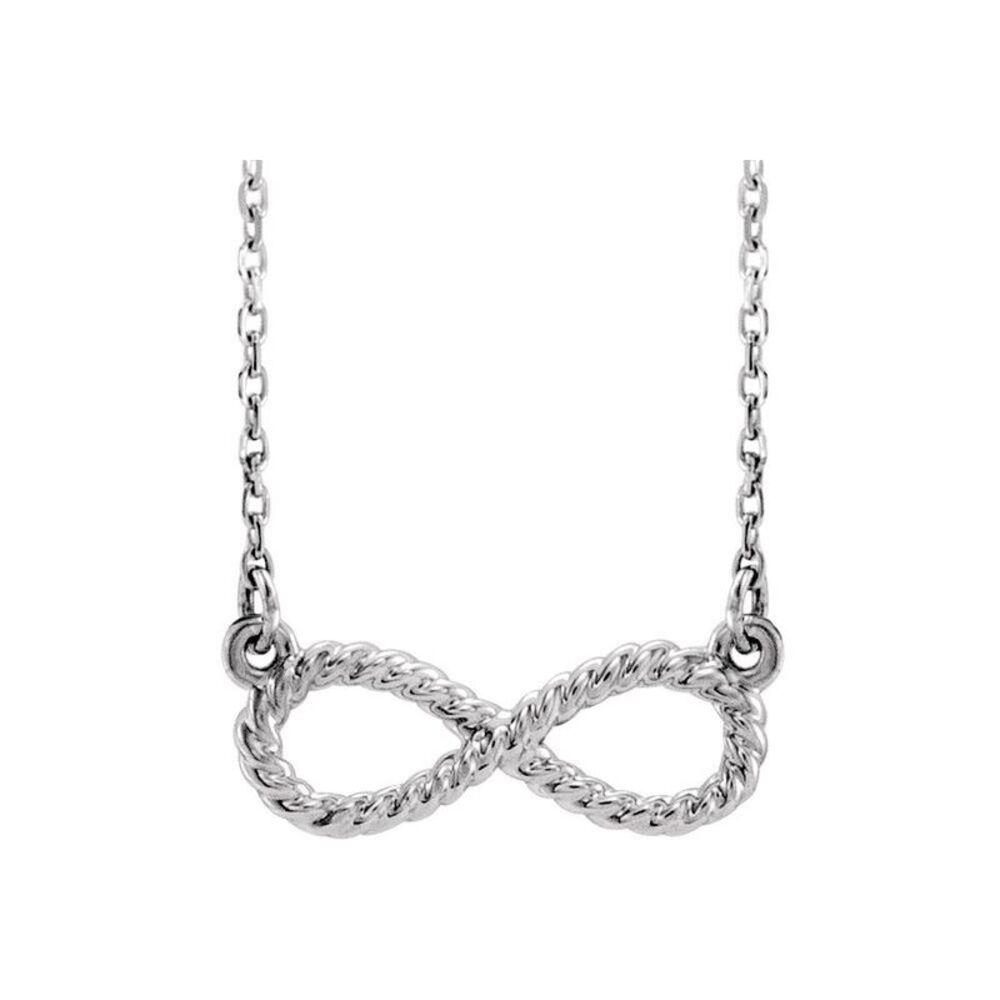 Platinum Small Rope Textured Infinity Necklace, 16-18 Inch